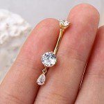 10K Solid Gold Teardrop Belly Button Ring