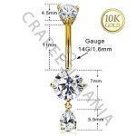 10K Solid Gold Teardrop Belly Button Ring