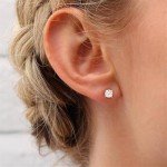 Round Lab Grown Diamond Stud Earrings in Silver