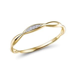 10K Yellow Gold Dainty Diamond Twisted Stack Ring