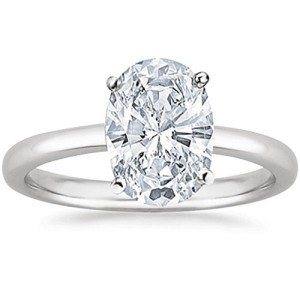 14K White Gold Oval Lab Grown Diamond Ring