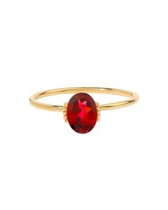 14K Yellow Gold Dainty Ring with Rhodolite Garnet
