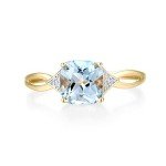 Sky Blue Topaz & Diamond Gold Ring for Women