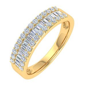 Half Carat Baguette and Round Diamond Wedding Band