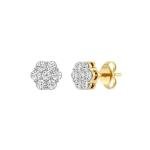 Lab-Grown Diamond Flower Stud Earrings in Gold