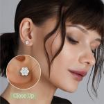 Lab-Grown Diamond Flower Stud Earrings in Gold