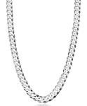 Miabella 925 Sterling Silver Diamond Cut Cuban Necklace