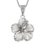 Hawaiian Silver Hibiscus Pendant Necklace with Chain