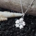 Hawaiian Silver Hibiscus Pendant Necklace with Chain