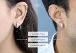 Unisex Double Row Diamond Hoop Earrings in Silver