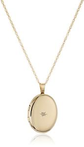 14k Gold-Filled Oval Pendant Diamond Locket Necklace