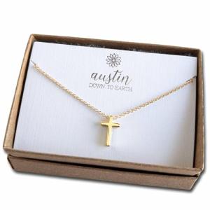 Dainty 14k Gold Cross Necklace for Women