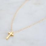 Dainty 14k Gold Cross Necklace for Women