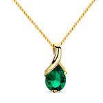 14K Gold Necklace with Green Emerald Pendant