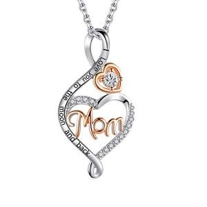Silver Heart Infinity Necklace for Mom's Gift