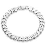 Miabella Men's 9mm Diamond-Cut Cuban Link Bracelet