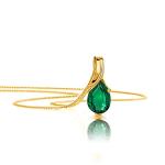 14K Gold Necklace with Green Emerald Pendant