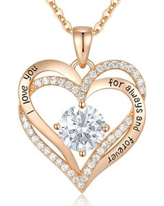 Forever Love Heart Necklace with Birthstone Pendant
