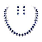 Silver Teardrop Cubic Zirconia Bridal Jewelry Set