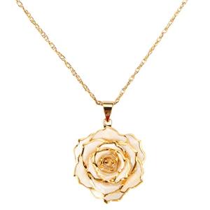 Rose Gold Dipped Necklace with Real Rose Pendant