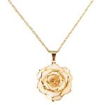 Rose Gold Dipped Necklace with Real Rose Pendant