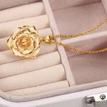 Rose Gold Dipped Necklace with Real Rose Pendant