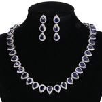 Silver Teardrop Cubic Zirconia Bridal Jewelry Set