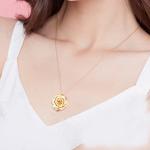 Rose Gold Dipped Necklace with Real Rose Pendant