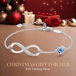 Sterling Silver Infinity Heart Charm Bracelet