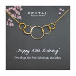 Gold Plated 5 Circle Necklace for 50th Birthday