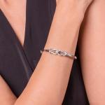 Sterling Silver Diamond Double Knot Bangle Bracelet