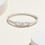 Sterling Silver Diamond Double Knot Bangle Bracelet