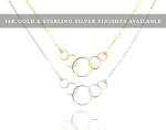 Gold Plated 5 Circle Necklace for 50th Birthday