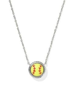 Kendra Scott Softball Pendant Necklace in Chartreuse