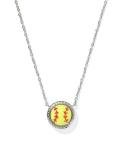 Kendra Scott Softball Pendant Necklace in Chartreuse