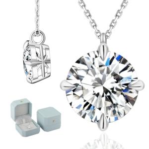 Moissanite Pendant Necklace in White Gold