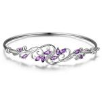 Amethyst and Topaz Silver Bangle Bracelet for Women