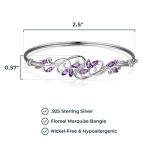 Amethyst and Topaz Silver Bangle Bracelet for Women