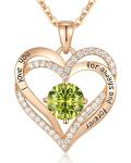 Forever Love Heart Necklace with Birthstone Pendant