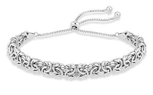 Miabella Italian Sterling Silver Byzantine Bolo Bracelet