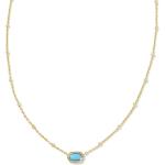 Kendra Scott Mini Elisa Gold-Plated Turquoise Necklace