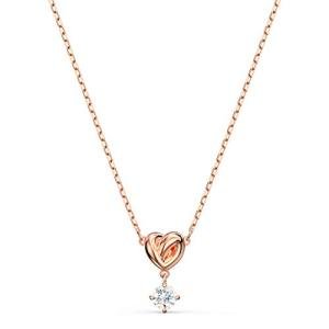 Swarovski Rose-Gold Heart Pendant Necklace with Crystals