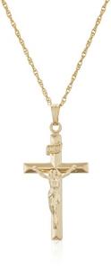 14k Gold Filled Beveled Edge Crucifix Necklace