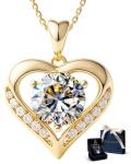 2 Carat Heart Moissanite Necklace in 14k Gold