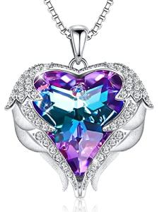 Angel Wings Birthstone Pendant Necklace for Her