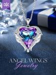 Angel Wings Birthstone Pendant Necklace for Her