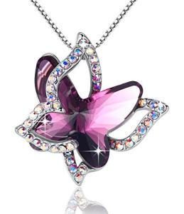 Butterfly Crystal Necklace with Amethyst Birthstone