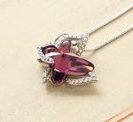 Butterfly Crystal Necklace with Amethyst Birthstone