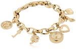 Anne Klein Gold-Tone Crystal Charm Bracelet Watch