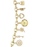 Anne Klein Gold-Tone Crystal Charm Bracelet Watch